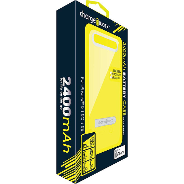 CX7001YL 2400 mAh Battery Case for iPhone 5/5C/5S, Yellow