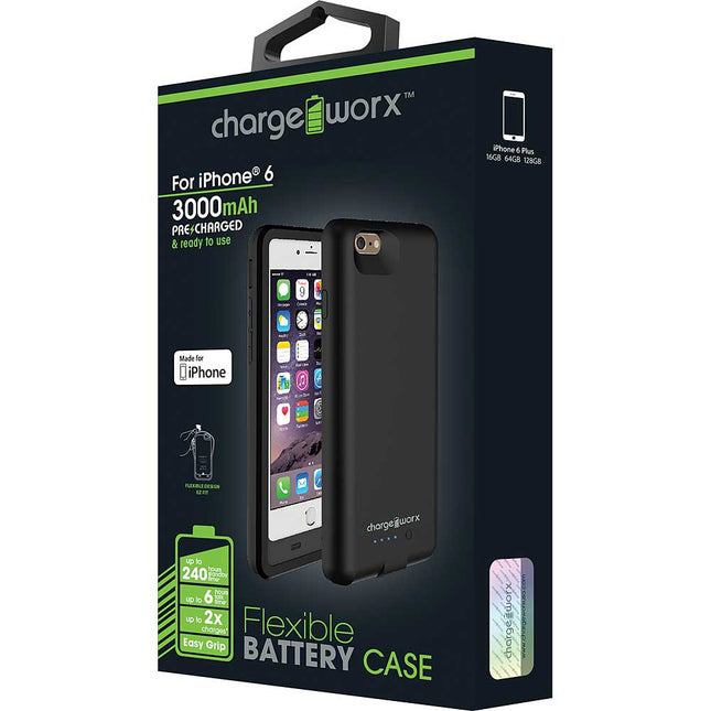 3000mAh iPhone 6 Flexible Battery Case, Black