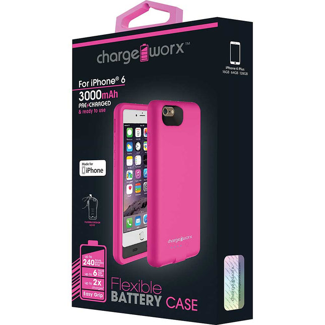 3000mAh iPhone 6 Flexible Battery Case, Pink