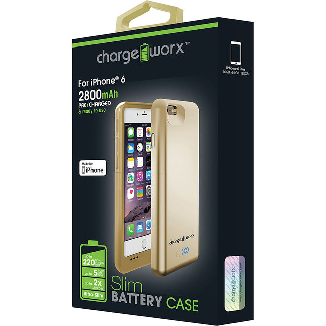 2800 mAh Battery Case for iPhone 6, Gold