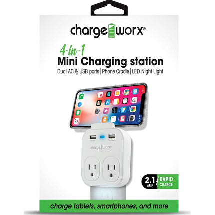 2x USB / 2x AC Mini Charging Station, White