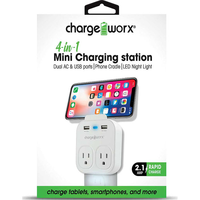 2x USB / 2x AC Mini Charging Station, White