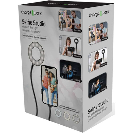 SELFIE STUDIO with LED Ring Light Universal Phone Holder