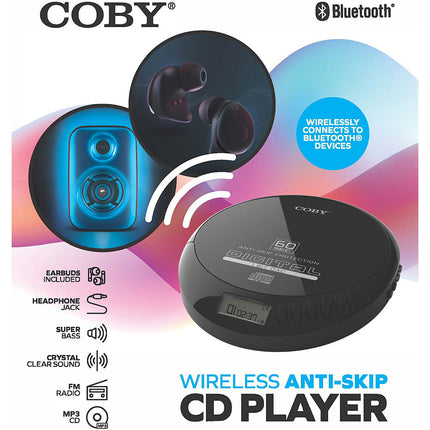 WIRELESS ANTI-SKIP CD PLAYER, BLACK