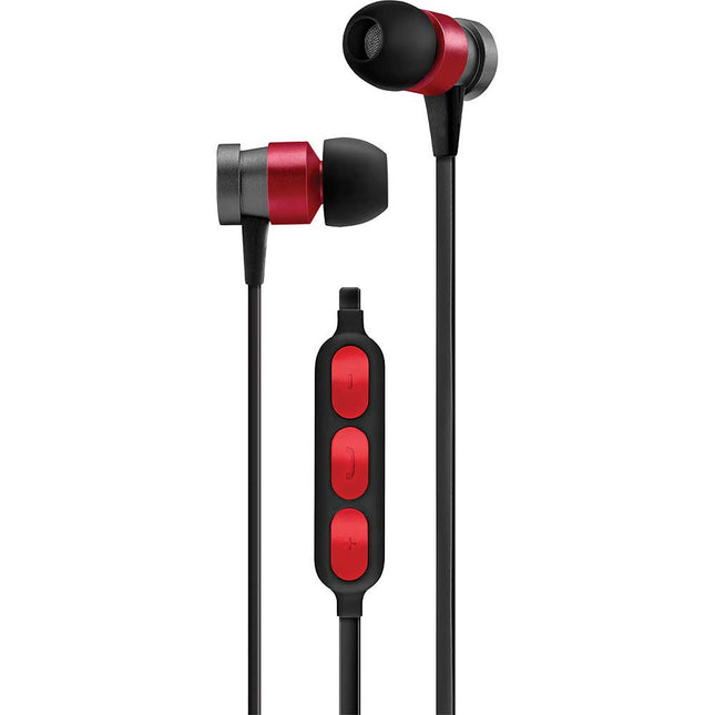 Metal Wireless Earbuds, Red/Grey