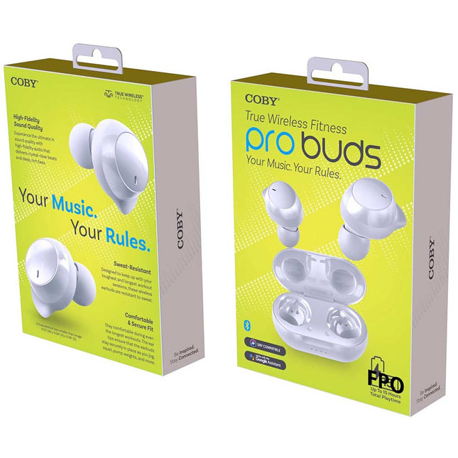 True Wireless Earbuds with Secure-Fit Sports Tips, White