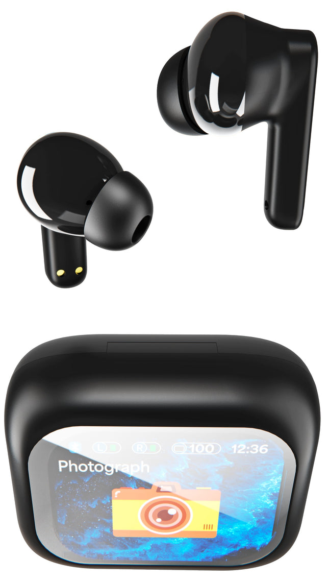 True Wireless Earbuds With Smart Display Case