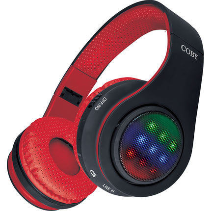 Light up Folding Bluetooth® Stereo Headphones, Red