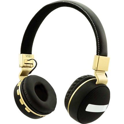 Wireless Folding Stereo Headphones, Black/Gold