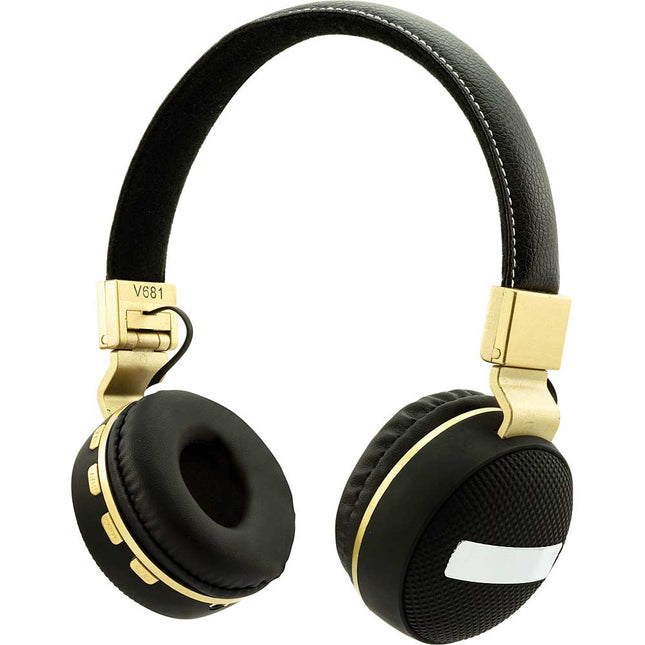 Wireless Folding Stereo Headphones, Black/Gold