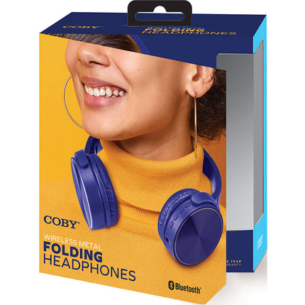 Wireless Metal Folding Headphones, Blue