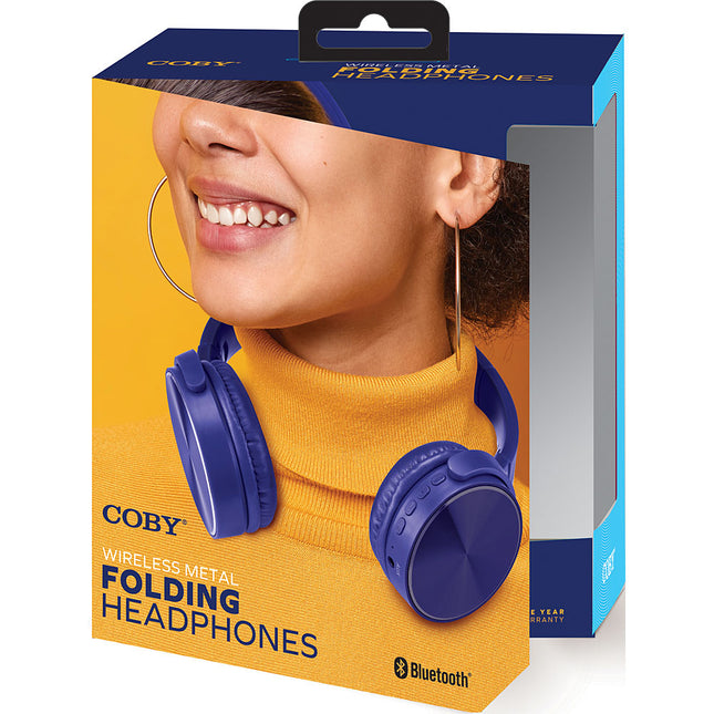 Wireless Metal Folding Headphones, Blue