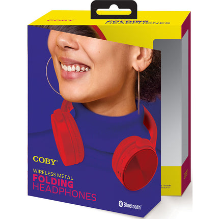 Wireless Metal Folding Headphones, Red