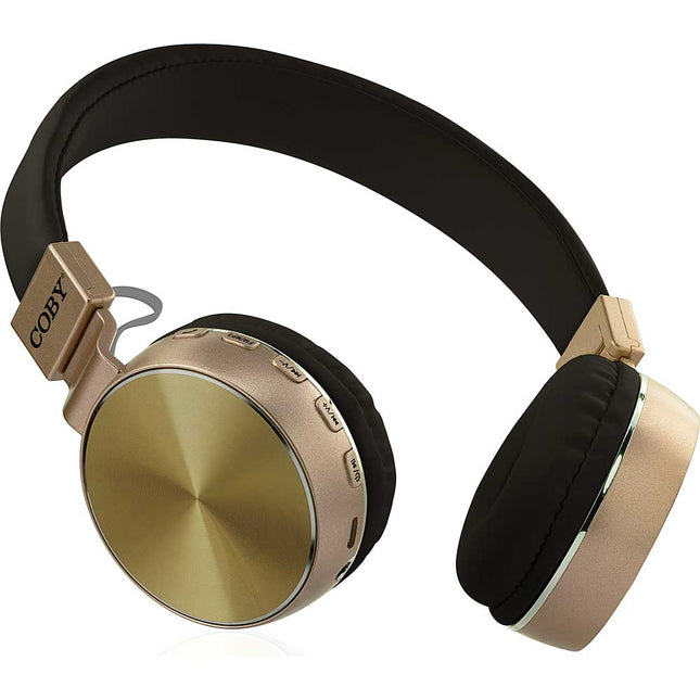 Wireless Folding Stereo Headphones, Gold/Black