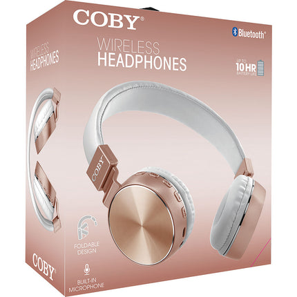 Wireless Folding Stereo Headphones, Gold/White