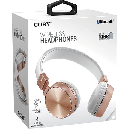 Wireless Folding Stereo Headphones, Gold/White