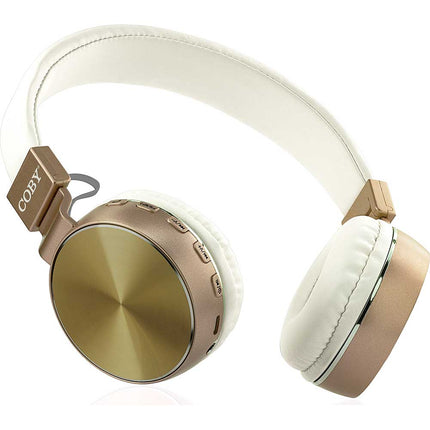 Wireless Folding Stereo Headphones, Gold/White