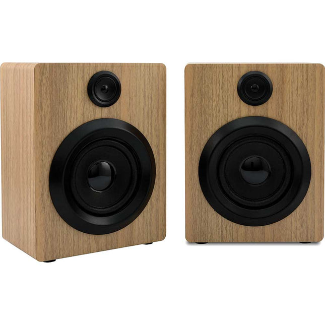 Bluetooth Studio Speakers with True Wireless Technology, Light Wood