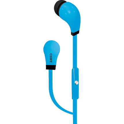 CVE-100-BLU Tangle Free Mini Stereo Earbuds, Blue