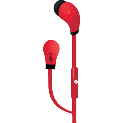 CVE-100-RED Tangle Free Mini Stereo Earbuds, Red