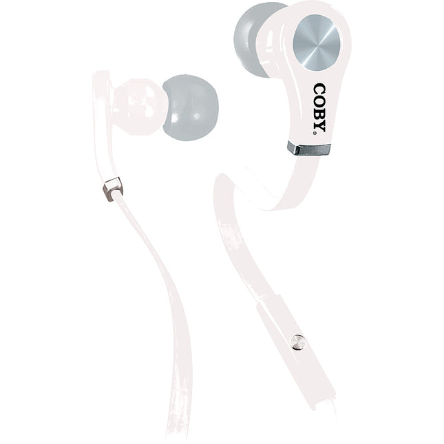 CVE-103-WHT Tangle Free Stereo Earbuds, White