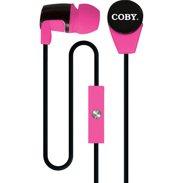 CVE-104-PNK Stereo Earbuds w/Mic, Pink