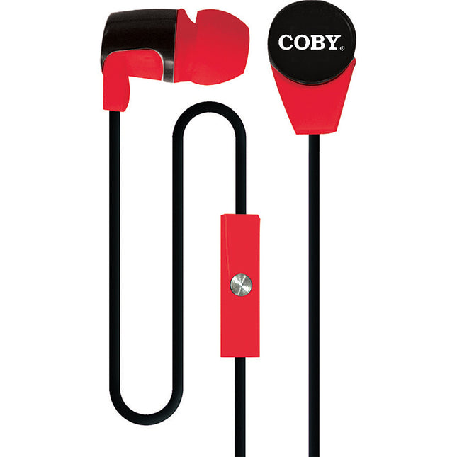 CVE-104-RED Stereo Earbuds w/Mic, Red