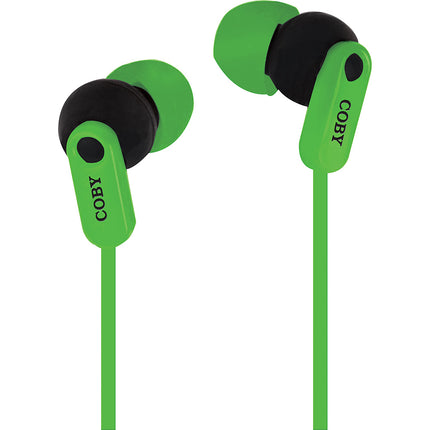 CVE-108-GRN Tangle Free Splash Stereo Earbuds, Green