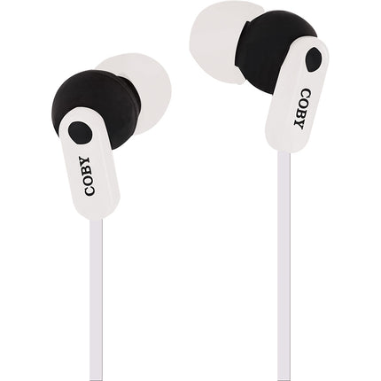 CVE-108-WHT Tangle Free Splash Stereo Earbuds, White