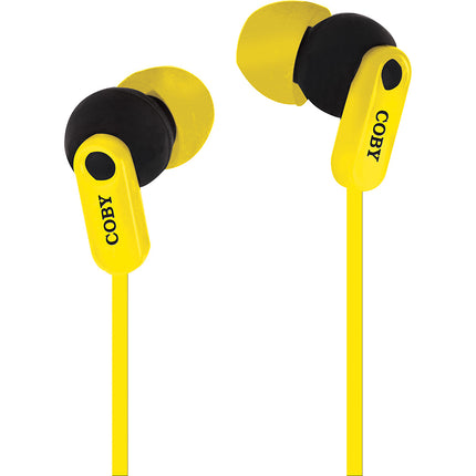 CVE-108-YLW Tangle Free Splash Stereo Earbuds, Yellow