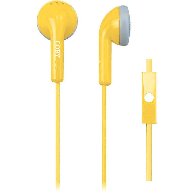 CVE-109-YLW Earbuds w/Mic, Yellow