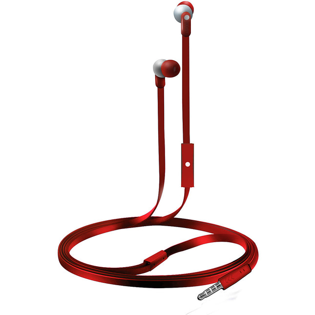 Tangle Free Wave Stereo Earbuds, Red