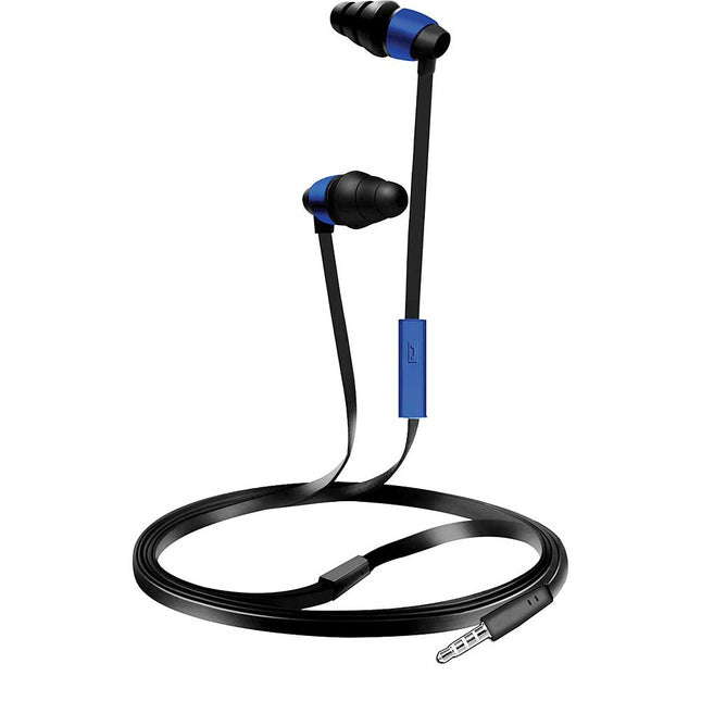 Tangle-Free Flat Cable Stereo Earbuds w/Mic