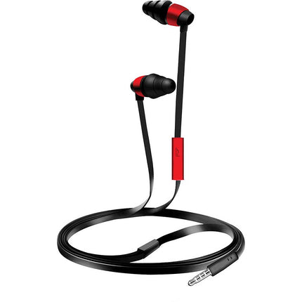 Tangle-Free Flat Cable Stereo Earbuds w/Mic