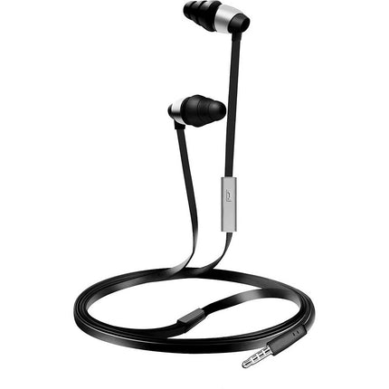 Tangle-Free Flat Cable Stereo Earbuds w/Mic