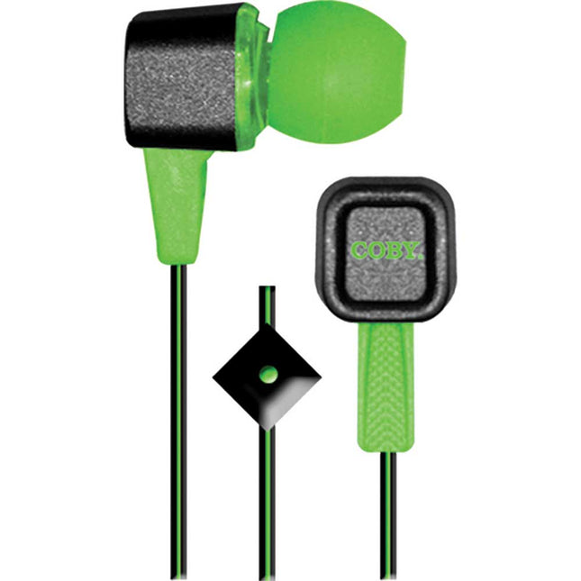 Tangle-Free Two-Tone Flat Cable Stereo Earbuds, Green