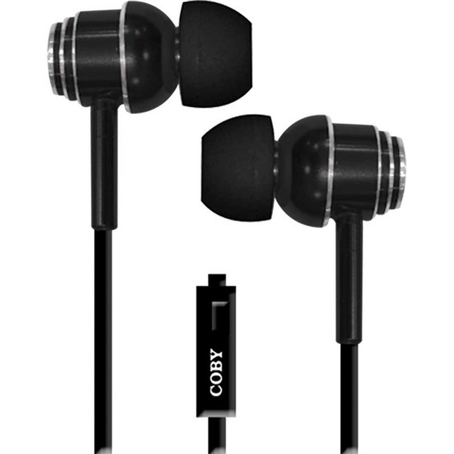 Tangle-Free Flat Cable Metal Earbuds w/Mic