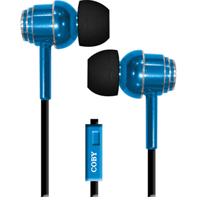 Tangle-Free Flat Cable Metal Earbuds w/Mic