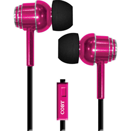 Tangle-Free Flat Cable Metal Earbuds w/Mic