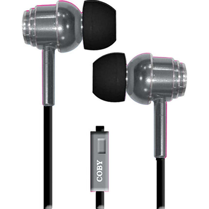 Tangle-Free Flat Cable Metal Earbuds w/Mic
