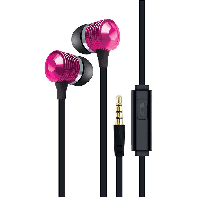 Tangle-Eree Stereo Earbuds w/Mic, Pink