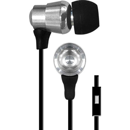 Tangle-Eree Flat Cable Stereo Earbuds w/Mic, Silver