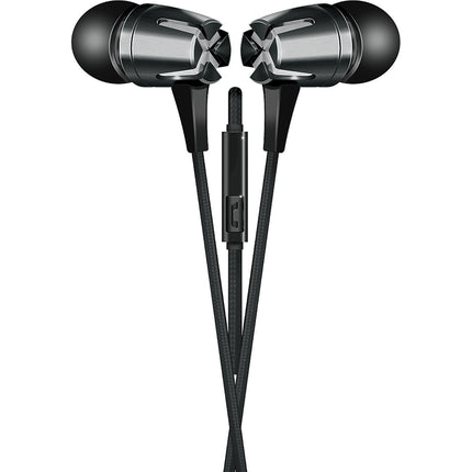 Tangle-Free Fabric Cable Metal Stereo Earbuds