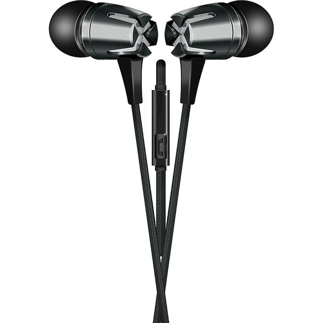 Tangle-Free Fabric Cable Metal Stereo Earbuds