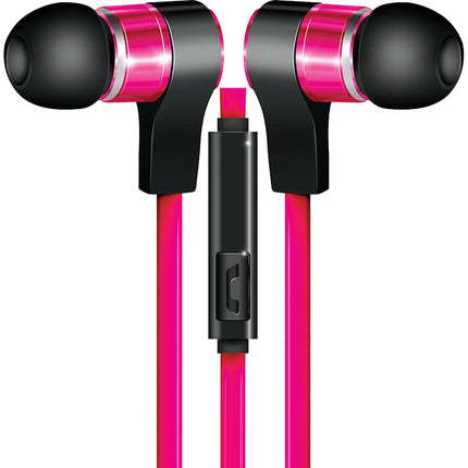 Tangle-Free Flat Cable Metal Stereo Earbuds