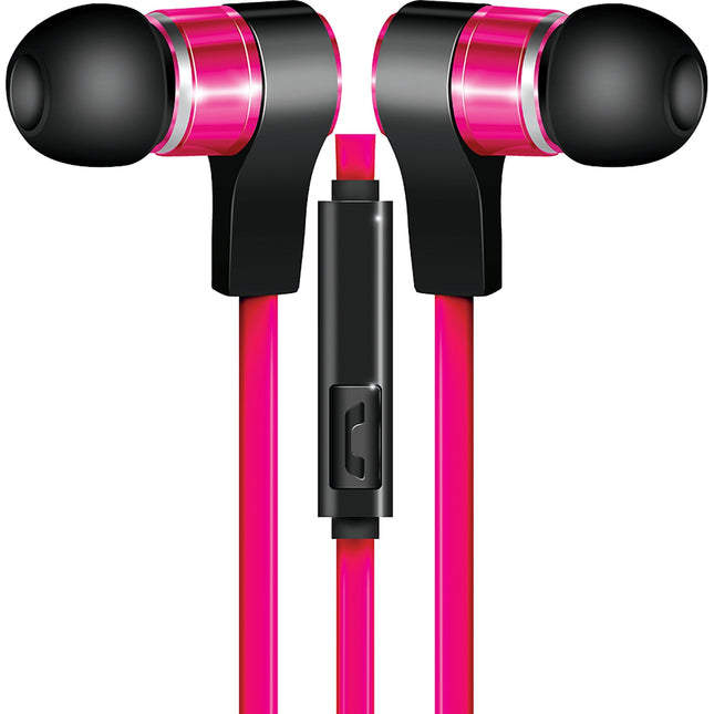 Tangle-Free Flat Cable Metal Stereo Earbuds