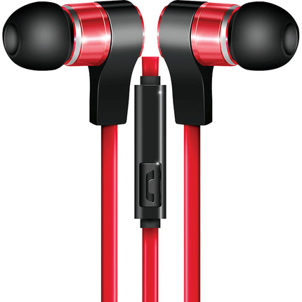 Tangle-Free Flat Cable Metal Stereo Earbuds
