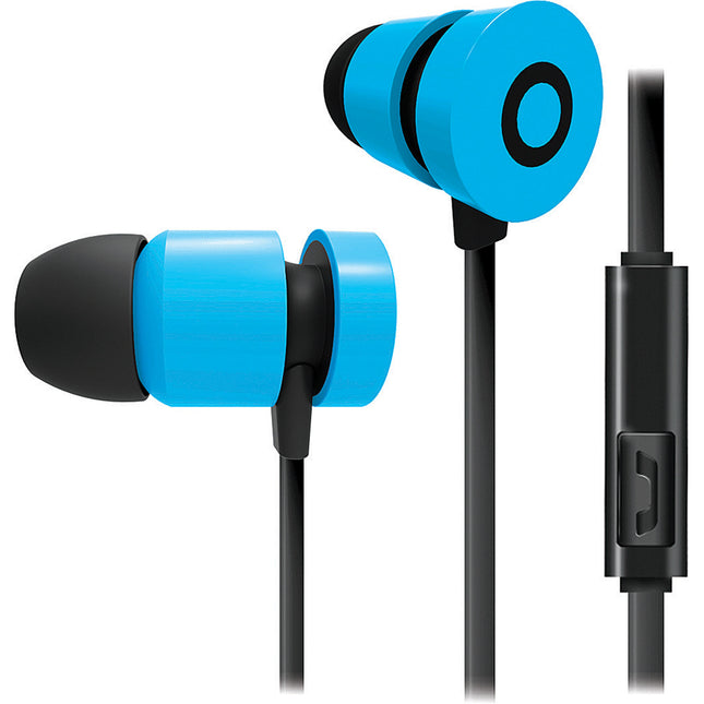 Tangle-Free Stereo Earbuds with Bilt in Mic, Blue