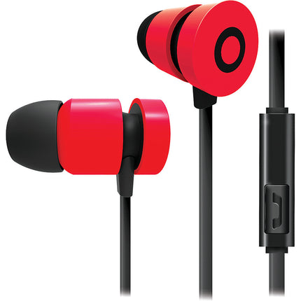 Tangle-Free Stereo Earbuds with Bilt in Mic, Red