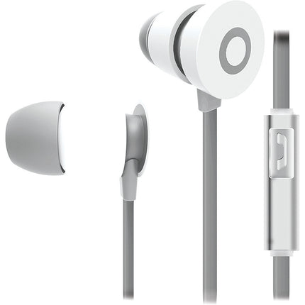 Tangle-Free Stereo Earbuds with Bilt in Mic, White